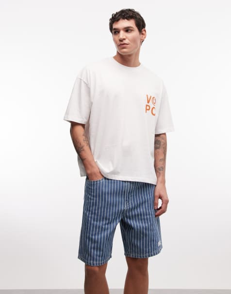Aape by A Bathing Ape – Aape Now – Blå- och vitrandiga jeansshorts - view 1