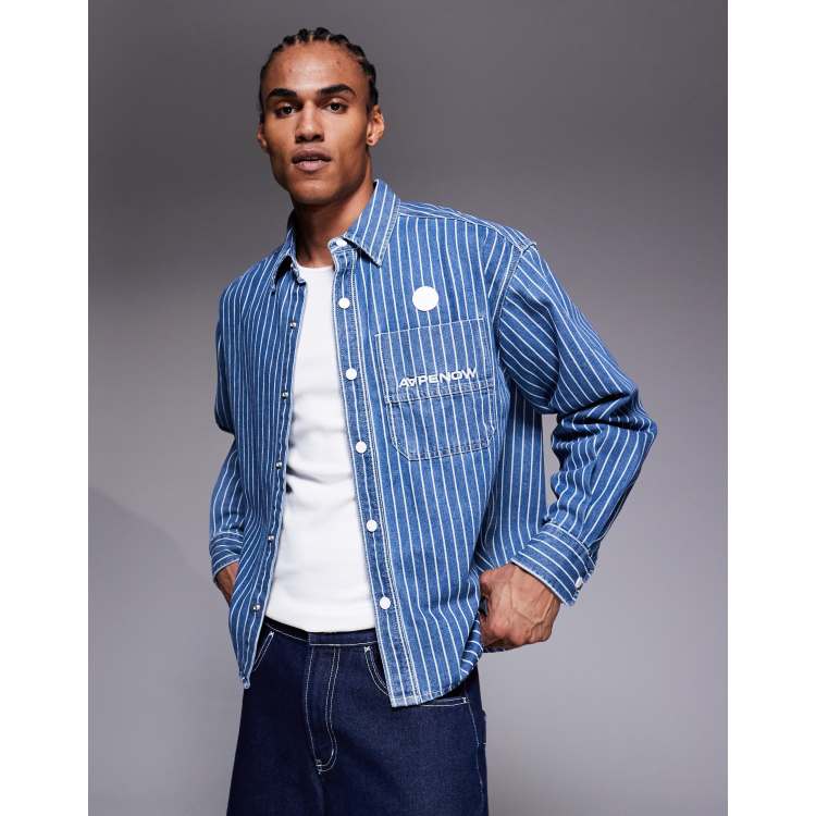 Aape by A Bathing Ape aape now denim long sleeve shirt in blue and