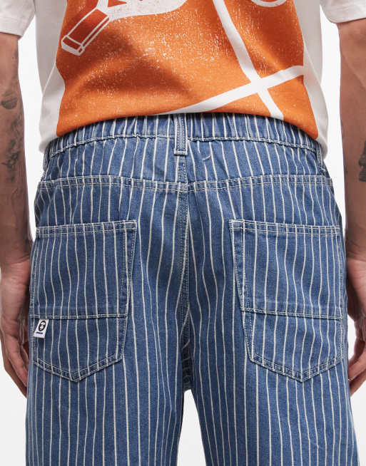 Aape by A Bathing Ape Aape Now striped denim jorts in blue and white, 4 of 5