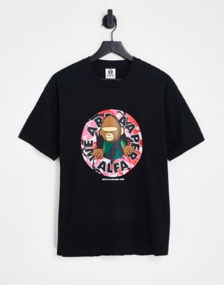 AAPE By A Bathing Ape aaper pink camo print t-shirt in black