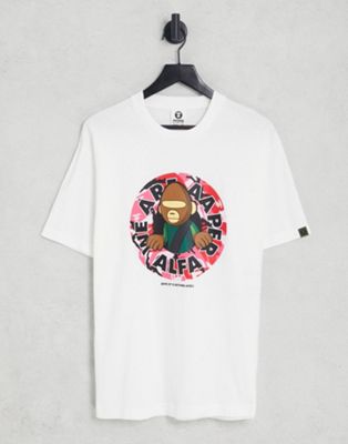AAPE By A Bathing Ape aaper pink camo print t-shirt in white