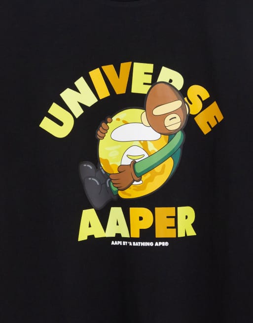 AAPE By A Bathing Ape aaper yellow camo print t-shirt in black, 4 of 4
