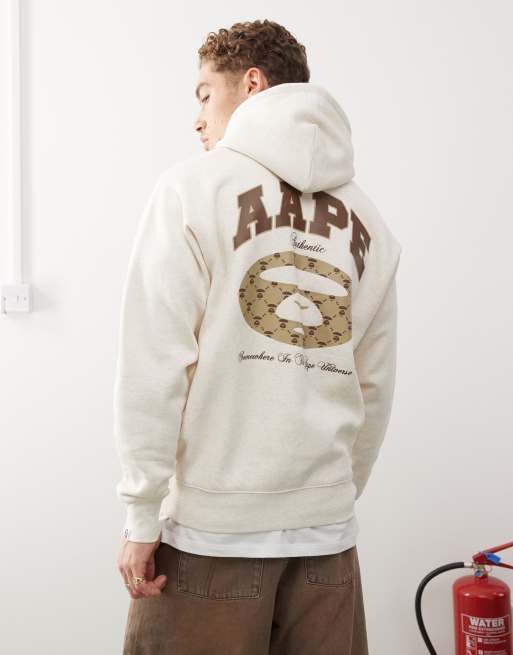 Aape by A Bathing Ape arm logo zip up hoodie in gray, 4 of 4