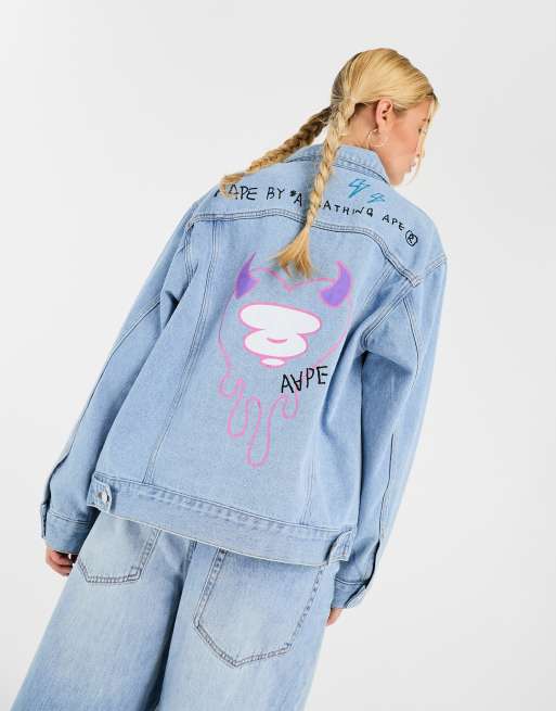 Aape By A Bathing Ape art denim jacket in blue