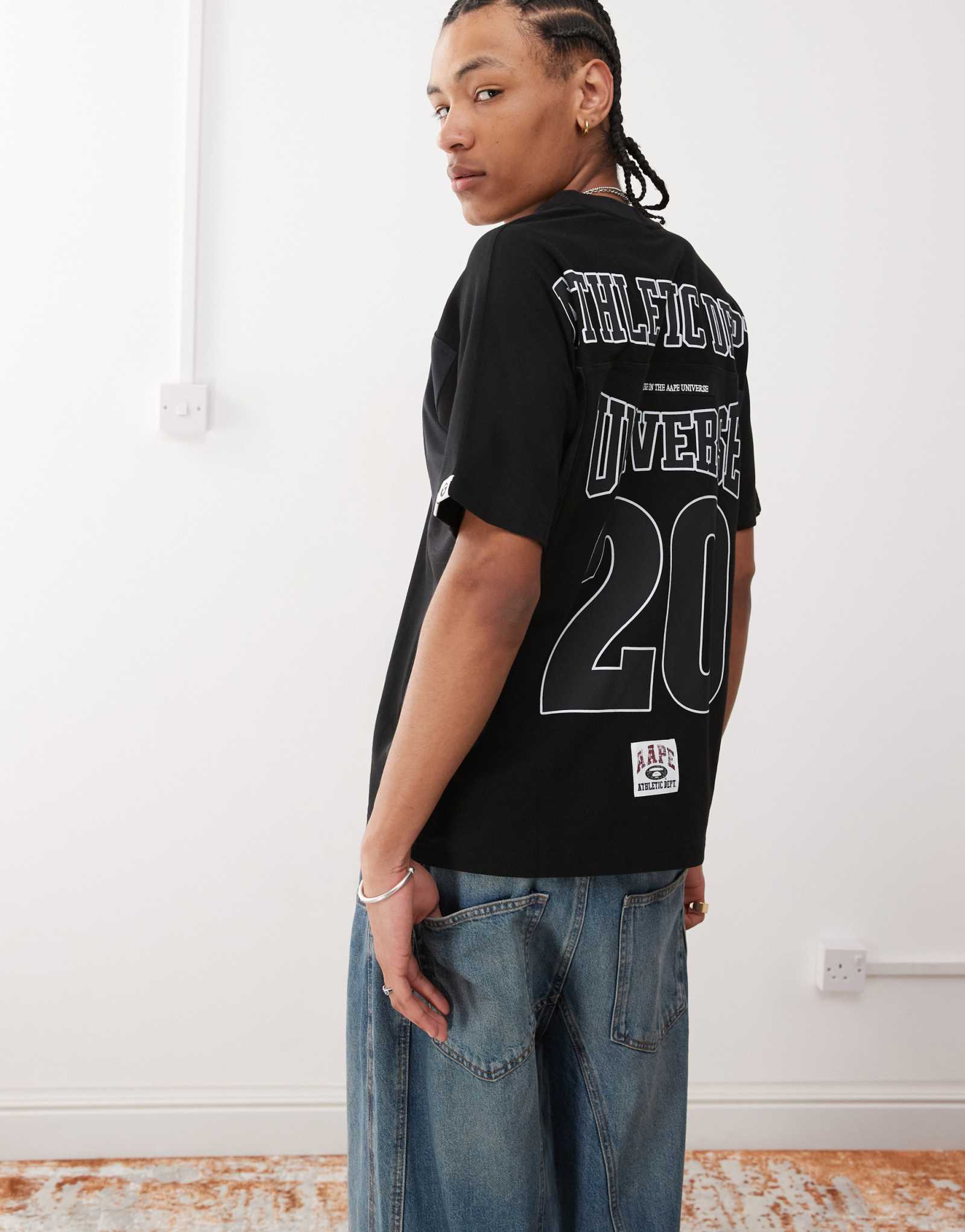 Футболка из спортивного трикотажа с логотипом Aape by A Bathing Ape черного цвета 