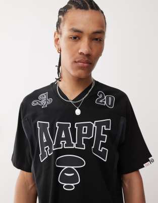 Aape By A Bathing Ape Athletic Jersey Logo T-shirt In Black