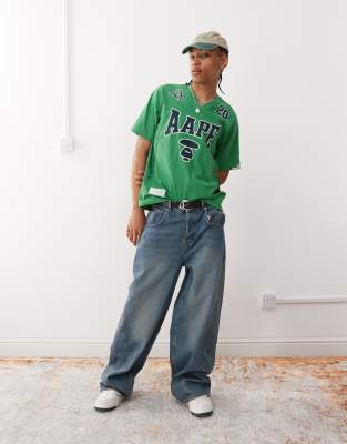 Aape By A Bathing Ape Athletic Jersey Logo T-shirt In Green