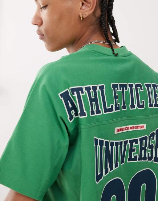 Aape by A Bathing Ape athletic jersey logo t-shirt in green