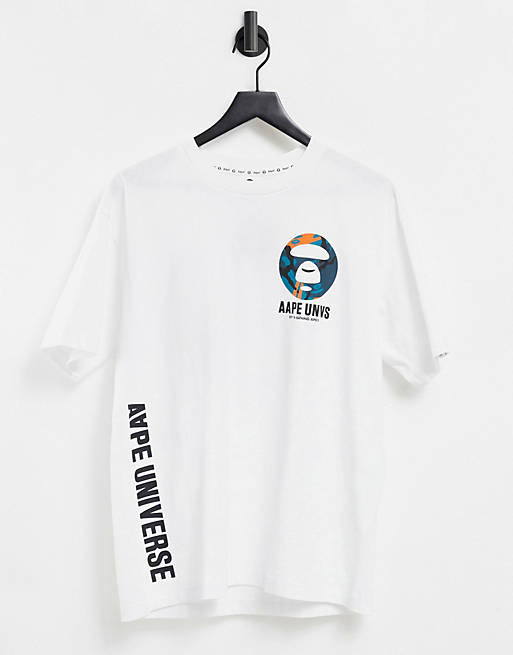 AAPE By A Bathing Ape back print t-shirt in white | ASOS