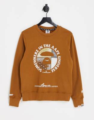 AAPE By A Bathing Ape bandana paisley logo sweatshirt in brown