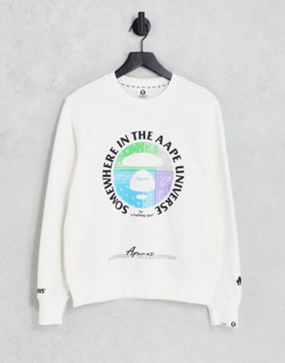 AAPE By A Bathing Ape bandana paisley logo sweatshirt in off white - ASOS Price Checker