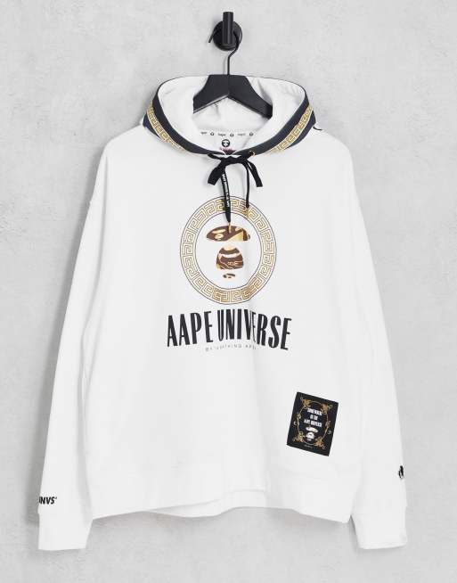 AAPE By A Bathing Ape baroque hoodie in white | ASOS