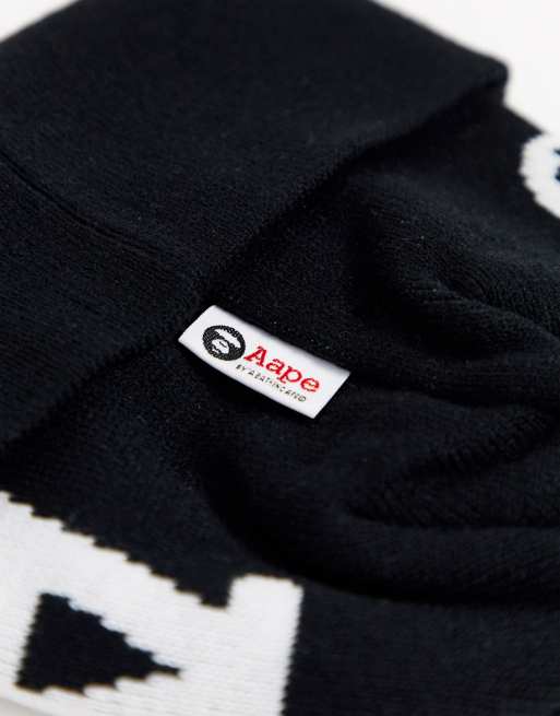 pe By A Bathing Ape Beanie Hat With Large Logo In Black Asos