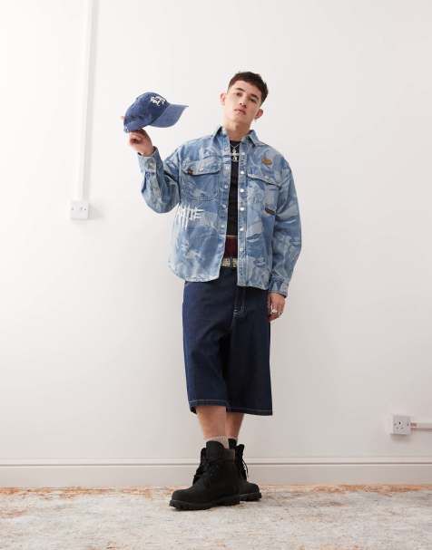 AAPE by A BATHING APE – Bedrucktes, langärmliges Jeanshemd in Blau - view 1