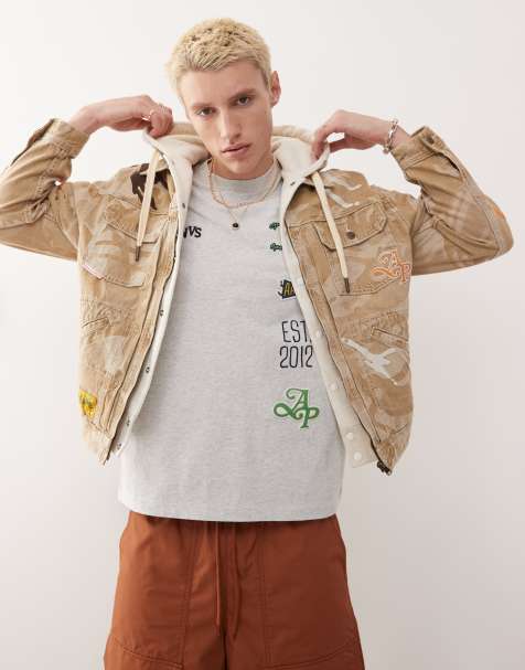 Aape By A Bathing Ape – Beige, kamouflagemönstrad jeansjacka - view 1