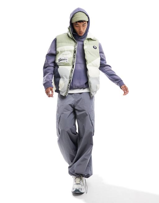Aape By A Bathing Ape – Beige, kamouflagemönstrad pufferväst i collegestil