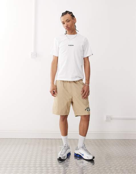 Aape By A Bathing Ape - Beige vævede shorts med logoprint - view 1