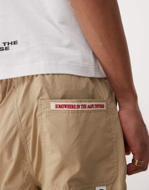 Aape By A Bathing Ape - Beige vævede shorts med logoprint , 5 af 5