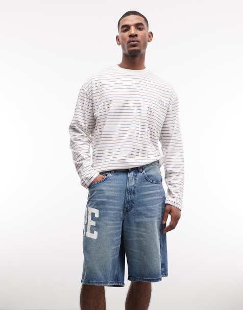 Aape By A Bathing Ape® - Bermuda ample en jean à logo imprimé - Bleu délavé - view 1