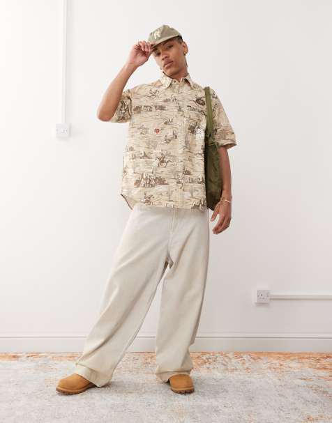 Aape by A Bathing Ape workwear shirt co-ord with all over rodeo print in beige