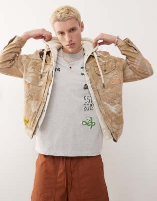AAPE by A Bathing Ape – Beżowa kurtka jeansowa we wzór moro - view 1