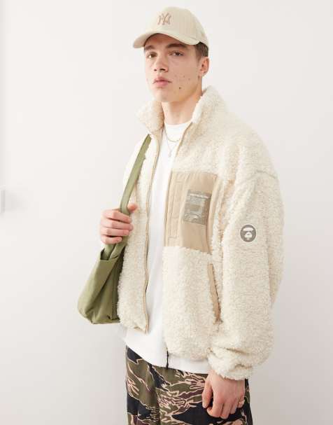 AAPE By A Bathing Ape – Beżowa polarowa bluza z logo - view 1