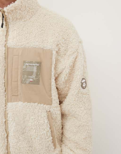 AAPE By A Bathing Ape – Beżowa polarowa bluza z logo, 2 z 4