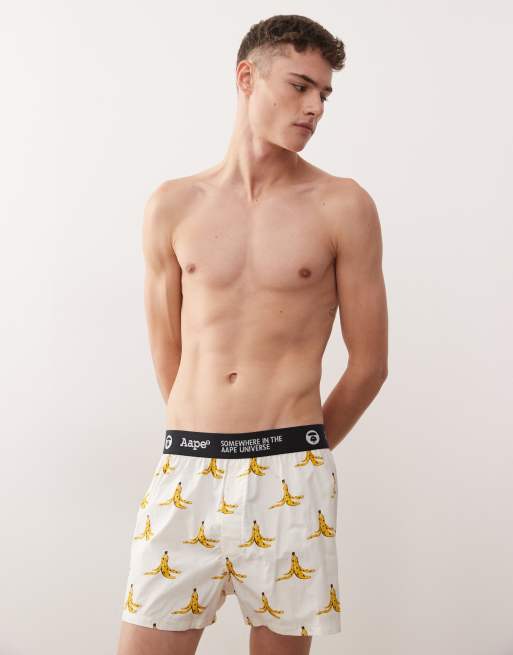 Aape by A Bathing Ape – Białe bokserki z nadrukiem w banany, 2 z 3