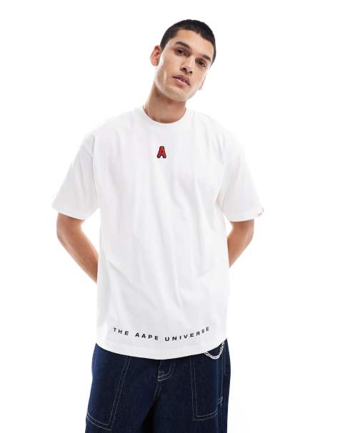 Aape by A Bathing Ape embossed logo t-shirt in white