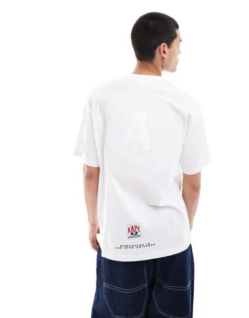 AAPE By A Bathing Ape – Biały T-shirt z wytłoczonym logo, 2 z 4
