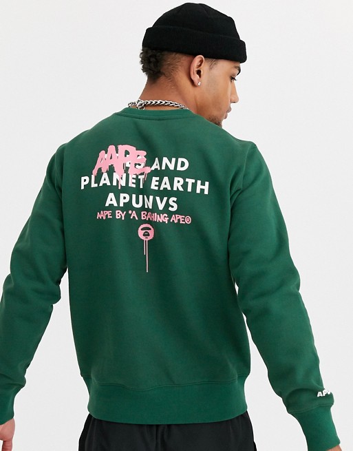 AAPE By A Bathing Ape Big Qty sweatshirt with back print in green