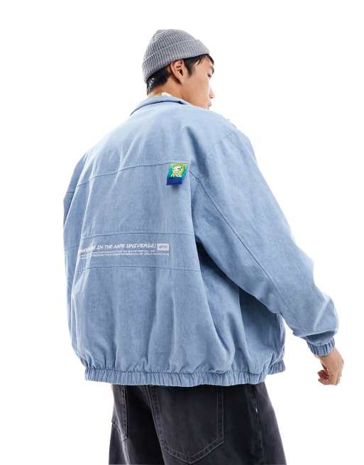 AAPE By A Bathing Ape – Blå/ kamouflagemönstrad, vändbar träningsjacka i skaterstil och oversize modell, 4 av 4