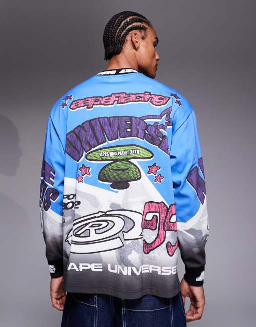 Aape By A Bathing Ape - Blå langærmet motocross-T-shirt, 3 af 5