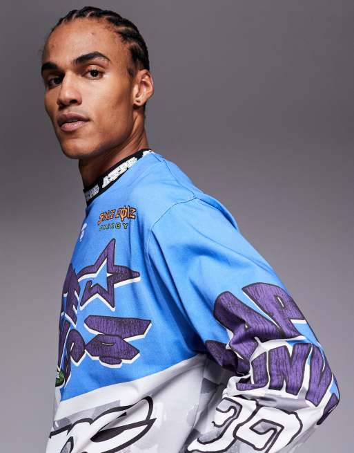 Aape By A Bathing Ape - Blå langærmet motocross-T-shirt, 4 af 5