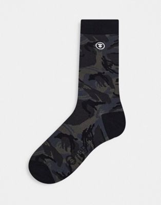 Aape by A Bathing Ape black camo socks with embroidered badge