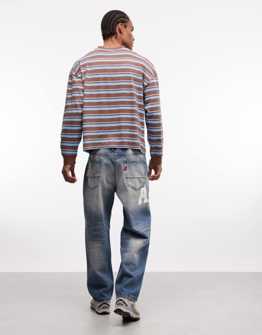 Aape by A Bathing Ape – Bleksblå, tvättade, lediga jeans med logga, 2 av 5