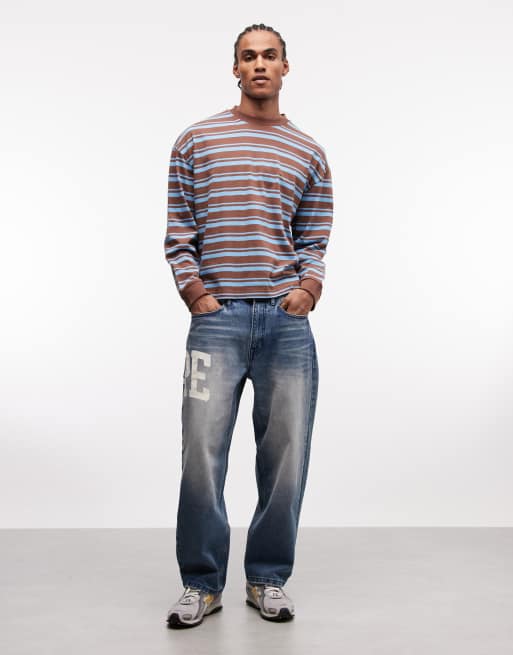 Aape by A Bathing Ape – Bleksblå, tvättade, lediga jeans med logga, 3 av 5