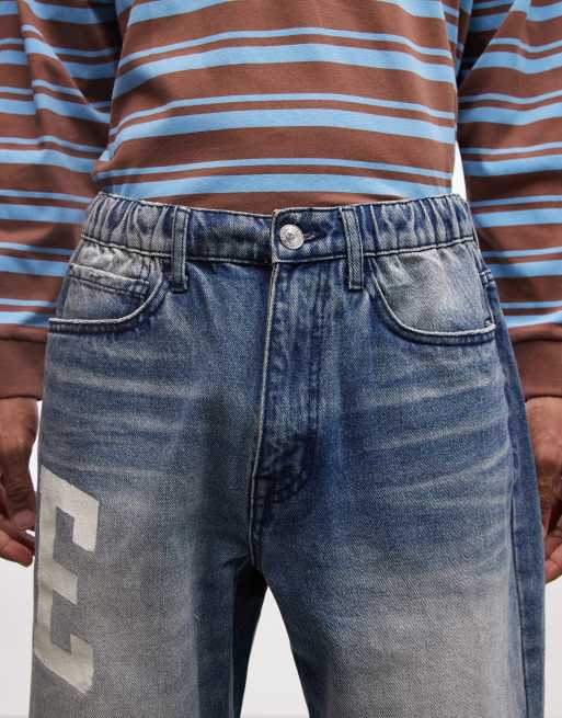 Aape by A Bathing Ape – Bleksblå, tvättade, lediga jeans med logga, 5 av 5