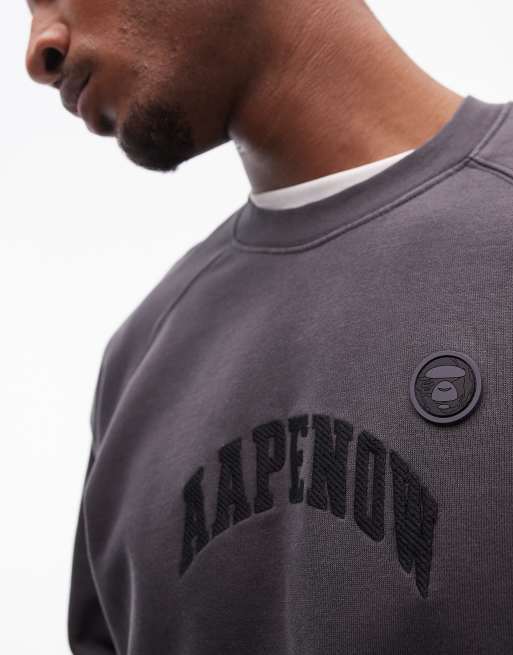 AAPE By A Bathing Ape – Bluza w spranym szarym kolorze z logo, 4 z 4