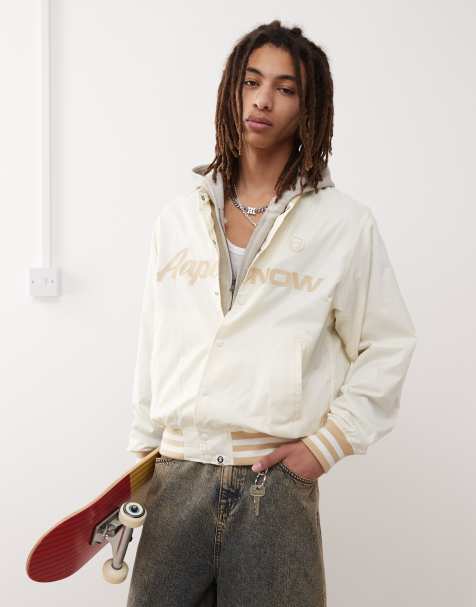 AAPE By A Bathing Ape - Bomberjack met varsity logo in gebroken wit - view 1