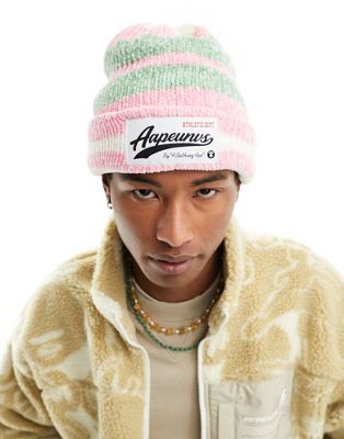 Aape By A Bathing Ape stipe beanie in pink - ASOS Price Checker