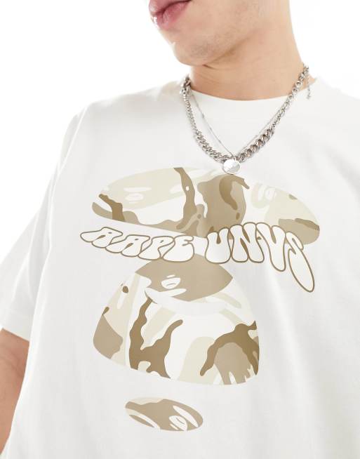 Aape By A Bathing Ape boxy fit short sleeve t shirt with camo front print in off white ASOS