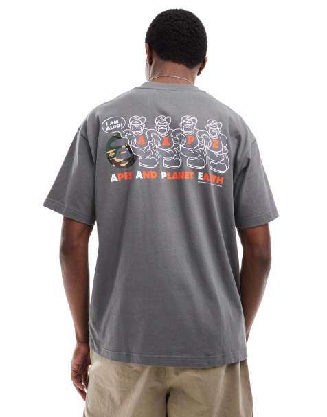 Aape By A Bathing Ape boxy fit short sleeve t-shirt with graphic back print in grey - view 1