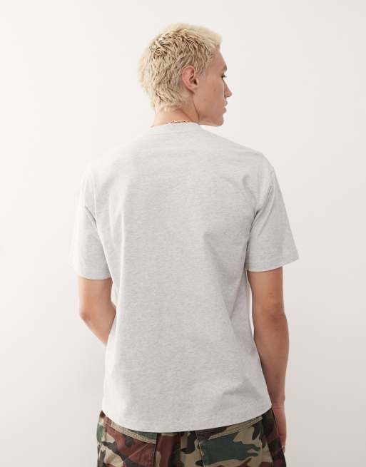 Aape by A Bathing Ape boxy fit t-shirt in grey with multi placement college embroidery, 3 of 4