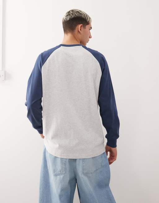 Aape by A Bathing Ape boxy long sleeve raglan t-shirt in grey and navy, 3 of 5
