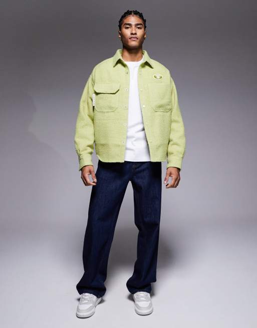 Aape by A Bathing Ape boxy long sleeve shirt in light green with back logo embroidery, 2 of 5
