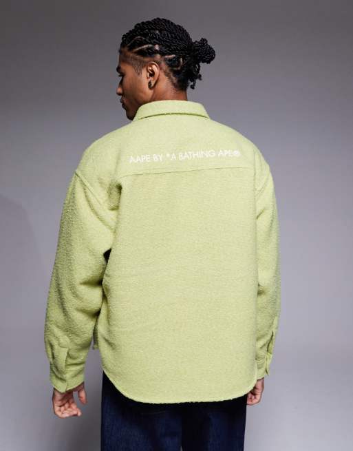 Aape by A Bathing Ape boxy long sleeve shirt in light green with back logo embroidery, 3 of 5