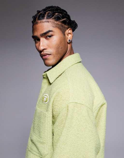 Aape by A Bathing Ape boxy long sleeve shirt in light green with back logo embroidery, 4 of 5