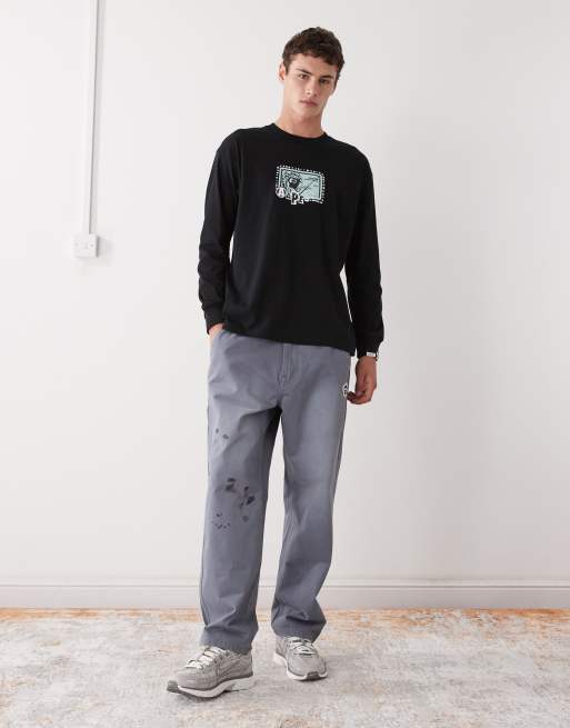 Aape by A Bathing Ape boxy long sleeve t-shirt in black with chest and large back prints, 2 of 5