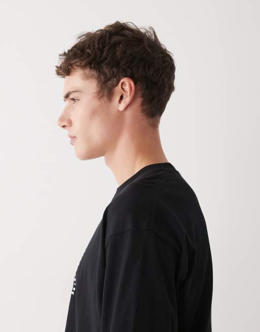 Aape by A Bathing Ape boxy long sleeve t-shirt in black with chest and large back prints, 4 of 5